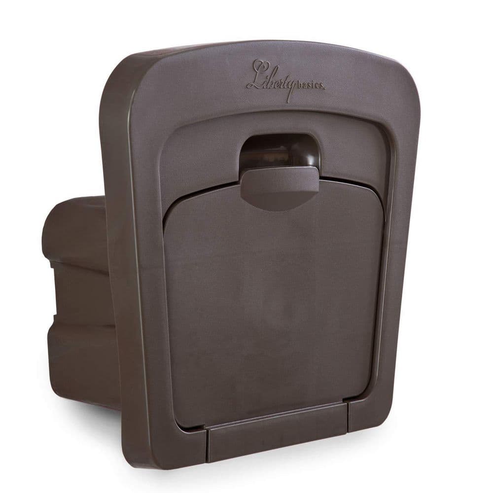 Brown Molded Plastic Wall Mounted Hose Holder with Storage Compartment
