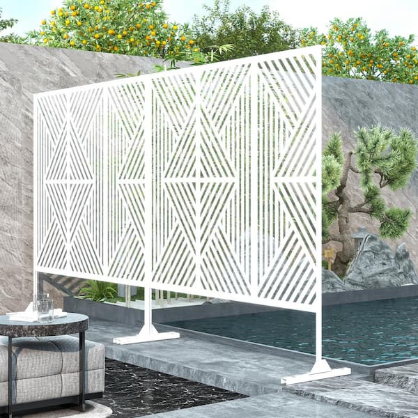 Lirago White 3-Panel Outdoor/Indoor Room Divider Privacy Screen