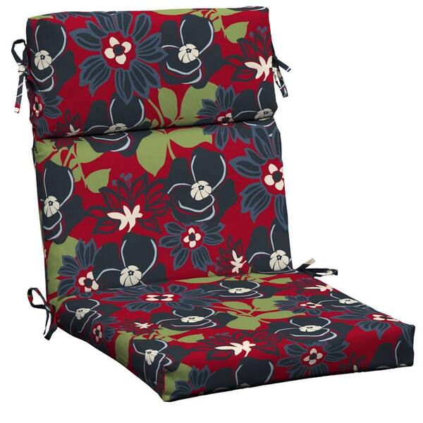 Hampton Bay Grande Modern Floral High Back Outdoor Chair Cushion-DISCONTINUED