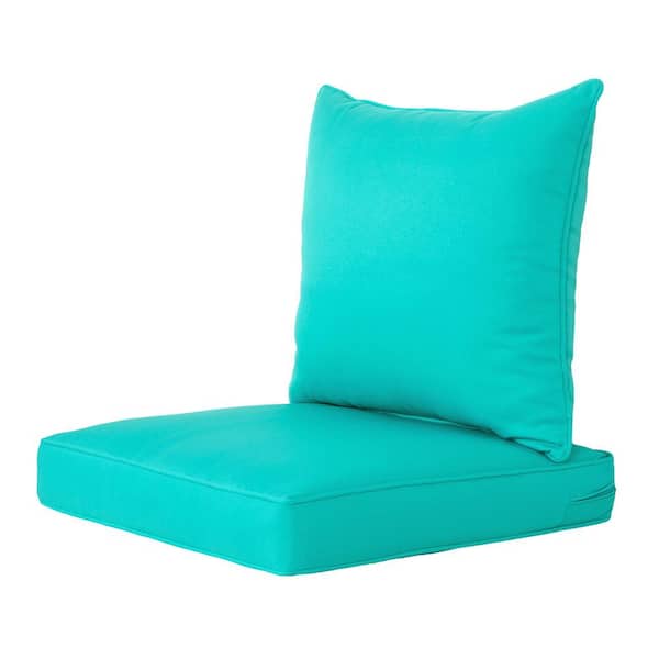 BLISSWALK Outdoor Deep Seat Cushion Set 24x24"&22x24", Lounge Chair Loveseats Cushions for Patio Furniture Lake Blue