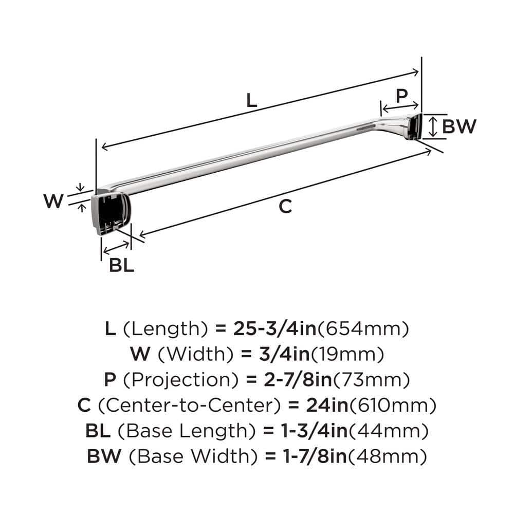 Amerock Revitalize 24-Inch Chrome Wall Mounted Towel Bar