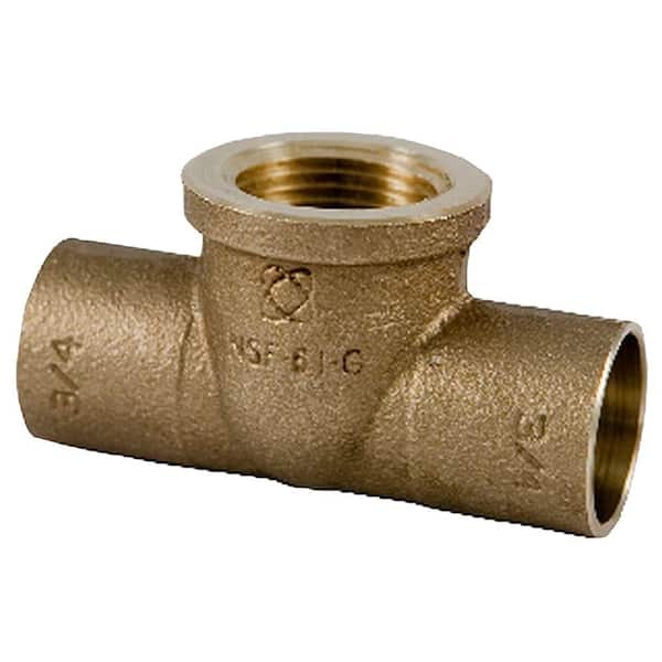 Everbilt 3/4 in. Forged Bronze Lead-Free Cup x Cup x FIP Tee Fitting