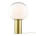 Bas 12.05 in. Brushed Brass/Ovate Table Lamp with Glass Shade