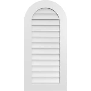 20 in. x 42 in. Round Top Surface Mount PVC Gable Vent: Decorative with Standard Frame