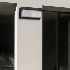 30-Watt Black Rectangle Integrated LED Indoor/Outdoor Wall Sconce Light Fixture, 3000K Soft White