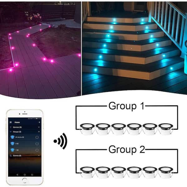 10-Pack 1.77 in. Smart Wi-Fi LED Deck Lights RGBW Low Voltage