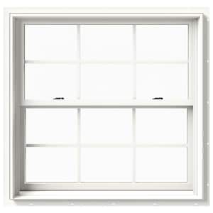 37.375 in. x 36 in. W-2500 Series White Painted Clad Wood Double Hung Window w/ Natural Interior and Screen