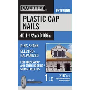 4D 1-1/2 in. Plastic Cap Roofing Nails Electro-Galvanized 1 lb (Approximately 216 Pieces)