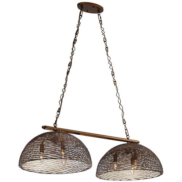 Varaluz Flow 6-Light Hammered Ore Double-Shade Linear Pendant