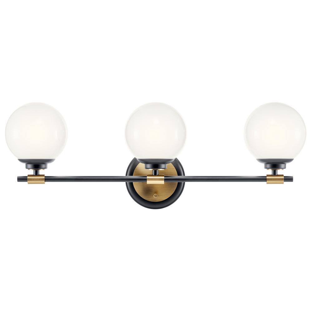 Benno Black and Bronze 3-Light Vanity with Opal Glass