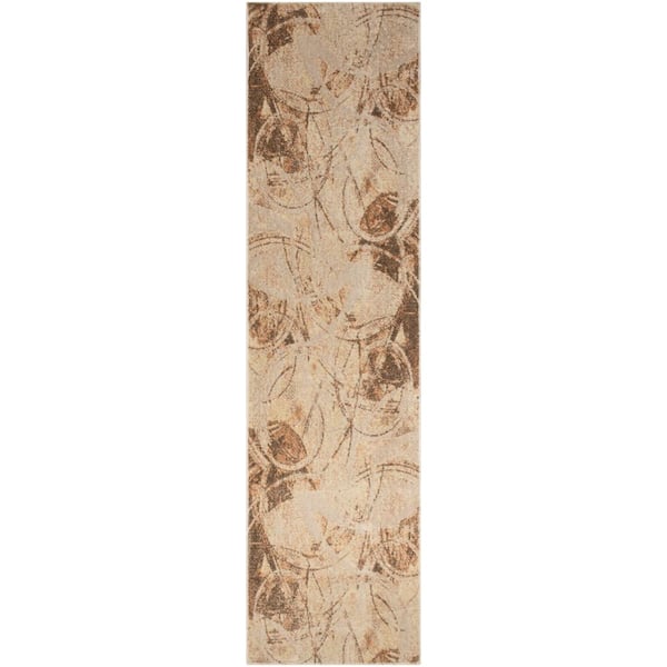 Nourison Astra Machine Washable Beige 2 ft. x 6 ft. Abstract Contemporary Runner Area Rug