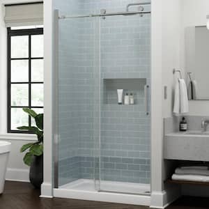 Exuma 48 in. W x 76 in. H Frameless Sliding Shower Door in Chrome with 3/8 in. (10mm) Tempered Clear Glass