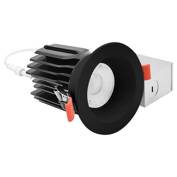 3 in. Integrated LED Regressed Canless Spotlight Plus Round Black Trim, 5CCT, 15W, 1250LM, CRI90, Dimmable, 38° Beam ETL