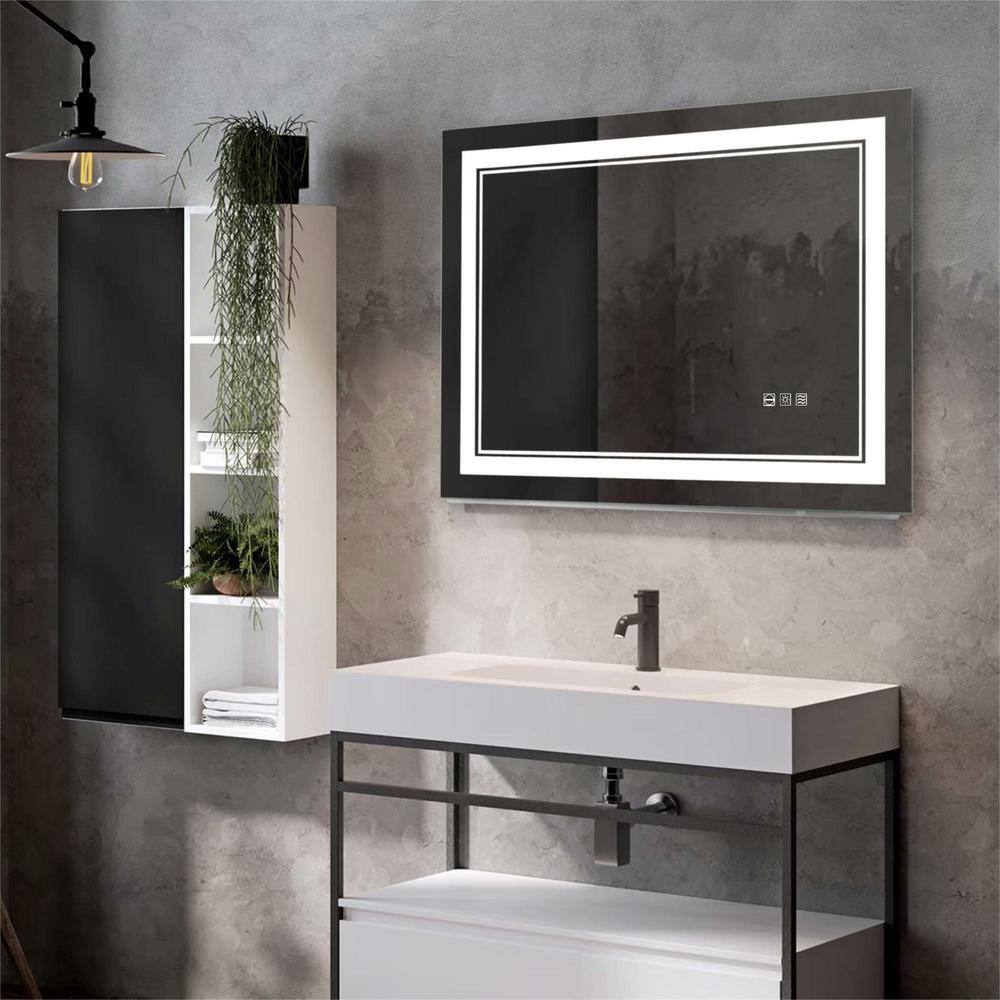 40 in. W x 24 in. H Rectangular Frameless Anti-Fog Light Wall Bathroom Vani