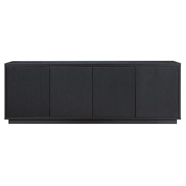 Hanson Rectangular Black Grain TV Stand for TV's Up To 75 in.