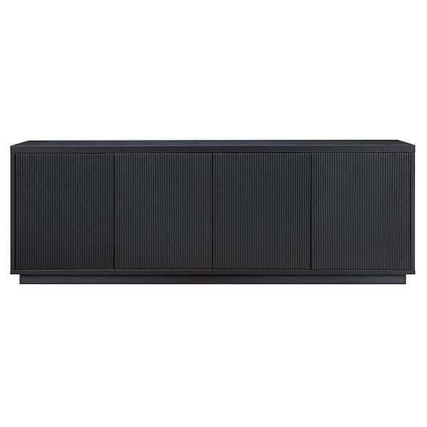 Photo 1 of Hanson Rectangular Black Grain TV Stand for TV's Up To 75 in.