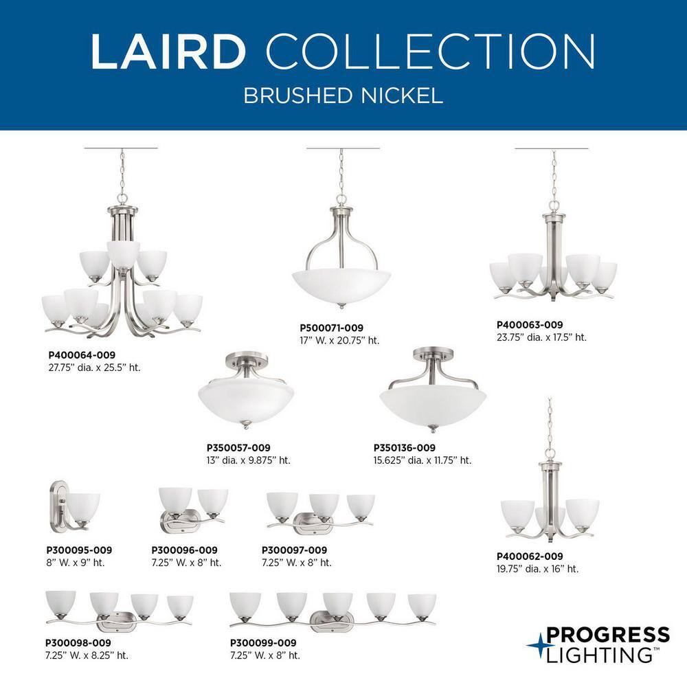 Laird Brushed Nickel 3-Light Chandelier with Glass Shades