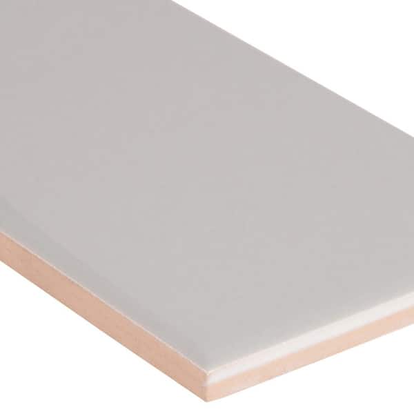 Domino Gray Bullnose 4 in. x 16 in. Glossy Ceramic Wall Tile (26 lin. ft./Case)
