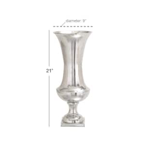 21 in. Silver Aluminum Metal Decorative Vase