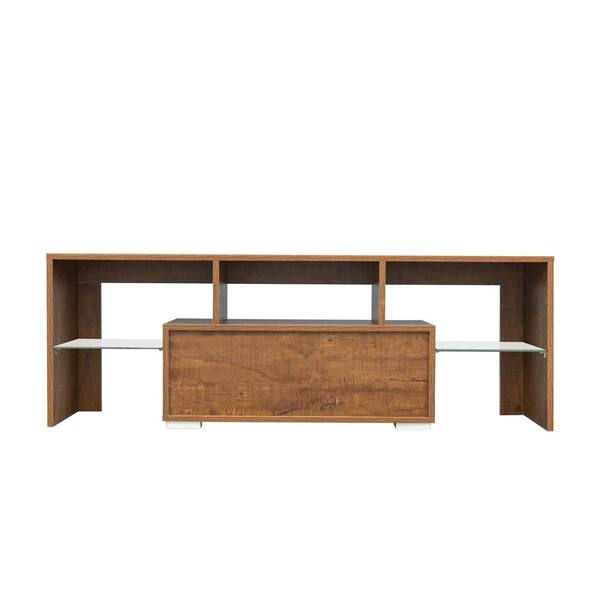 Unbranded 51.20 in. Rustic Oak TV Stand with LED, Fits TV's up to 55 in.