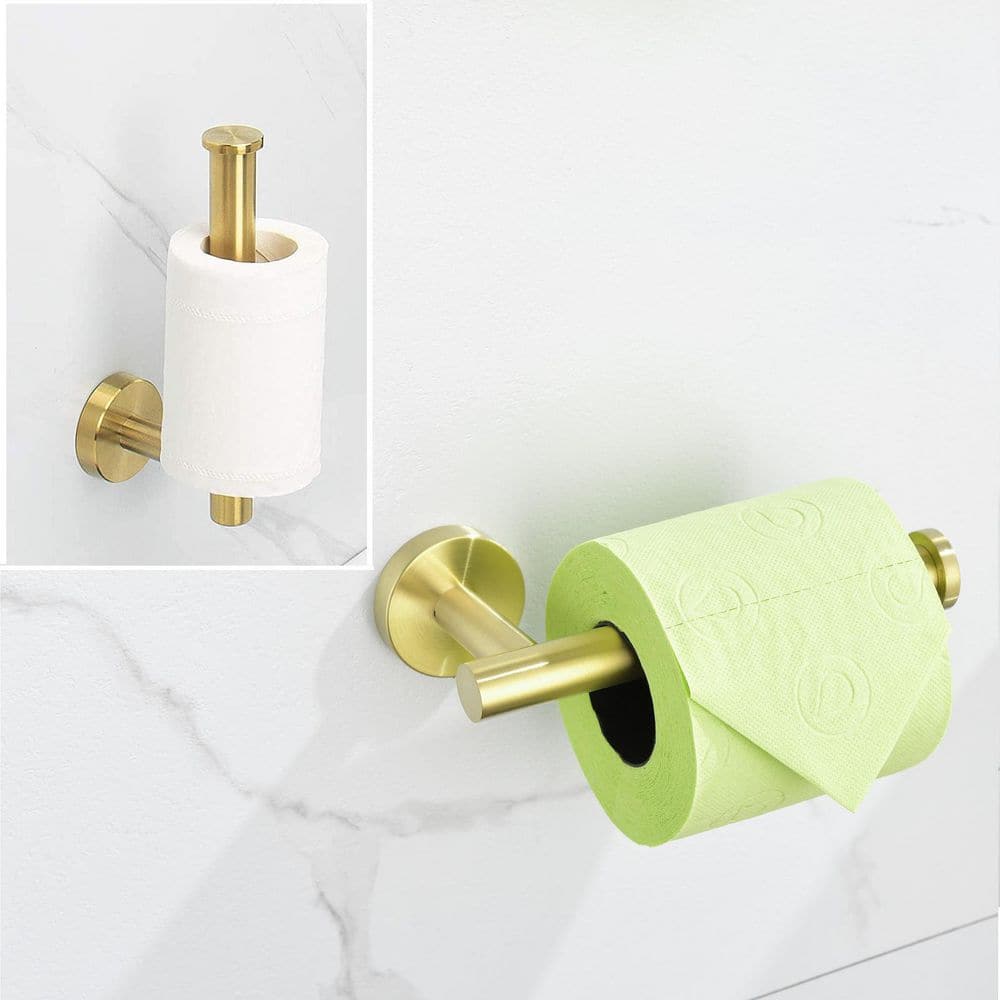 Brushed Gold Stainless Steel Wall Mounted Toilet Paper Holder Set