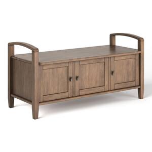 Lexington Rustic Natural Aged Brown Entryway Storage Bench 22 in. H x 44 in. W x 18 in. D