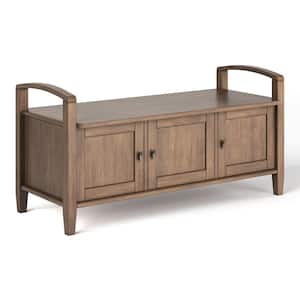 Warm Shaker Solid Wood 44 in. Wide Transitional Entryway Storage Bench in Rustic Natural Aged Brown