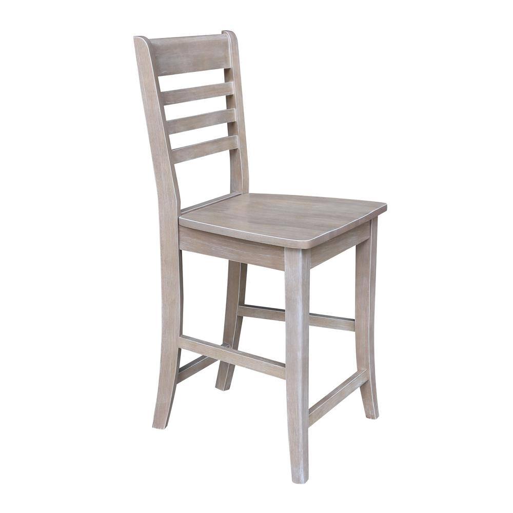 Cosmo Vintage Washed Grey Solid Hardwood 24" Counter Stool