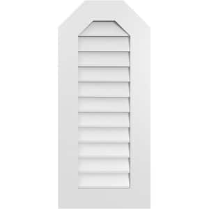 16 in. x 36 in. Octagonal Top Surface Mount PVC Gable Vent: Decorative with Standard Frame