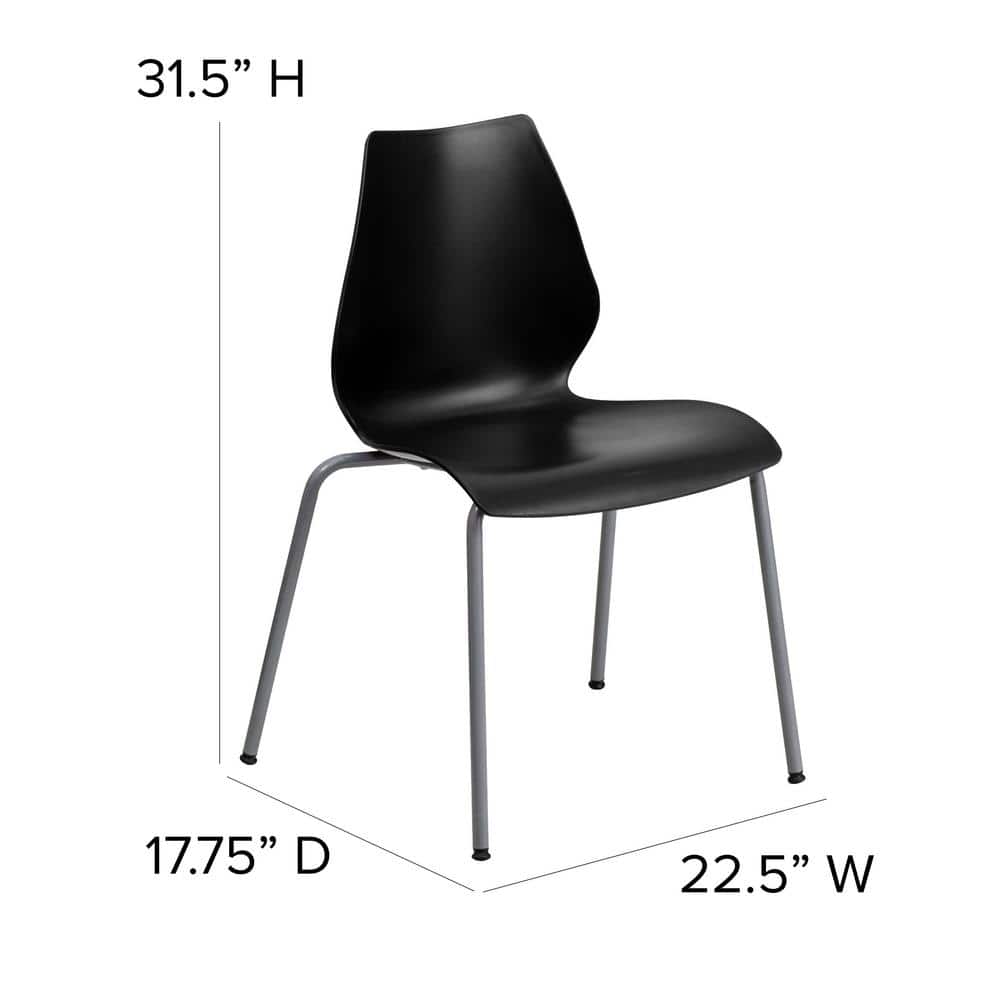 Hercules Series 770 lb. Black Polypropylene Stack Chair with Lumbar Support