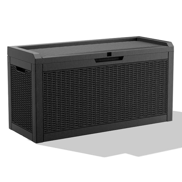 60 Gal. Waterproof Outdoor Resin Storage Deck Box, Lockable, Versatile Deck Storage Bench for Garden Tools