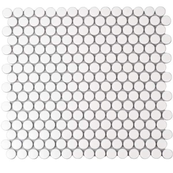 Apollo Tile Cirkel White 11.46 in. x 12.4 in. Matte Porcelain Mosaic Wall and Floor Tile (9.87 sq. ft./case) (10-pack)