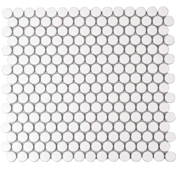 Apollo Tile Cirkel 4 in. x 5 in. Matte White Porcelain Mosaic Wall and Floor Sample Tile (0.14 sq. ft./Case) (1-Pack)