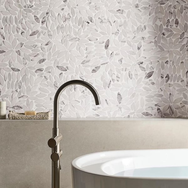 Countryside Flower Lilac 11.81 in. x 11.81 in. Pebble Look Tumbled Mosaic Floor and Wall Tile (0.96 Sq. Ft. / Sheet)
