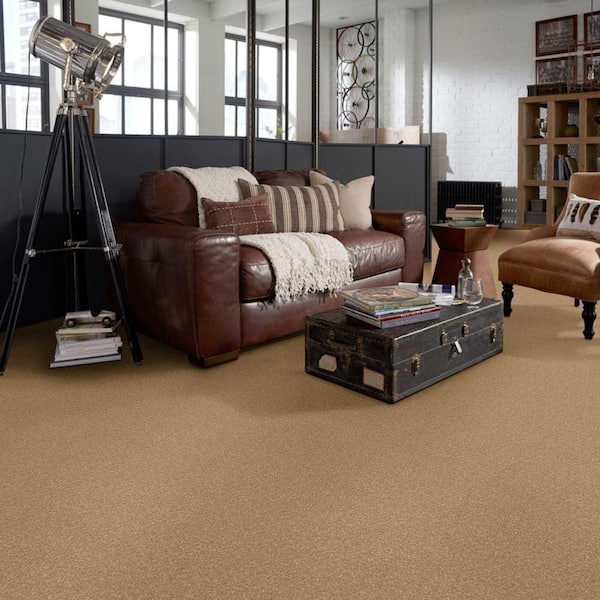 Coral Reef II - Gold Nugget - Brown 93.6 oz. Nylon Texture Installed Carpet