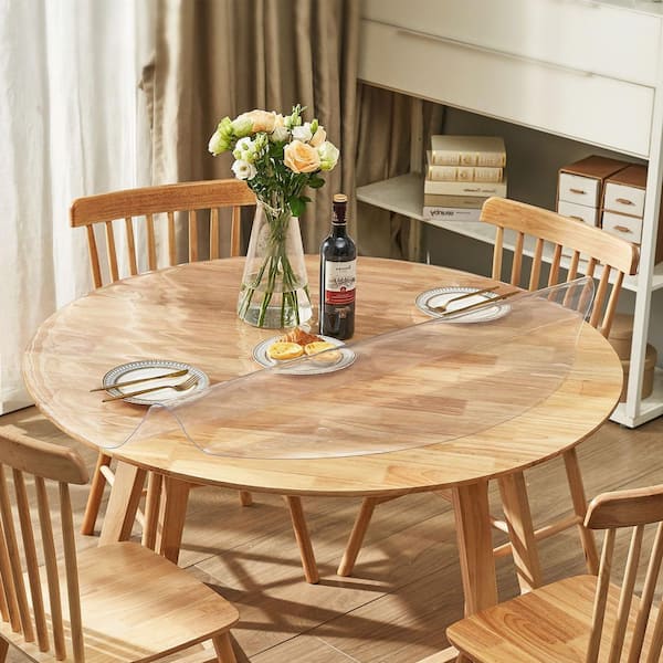 Clear Table Cover Protector, 48 in. /1230 mm Round Table Cover, 1.5 mm Thick PVC Plastic Tablecloth, Solid