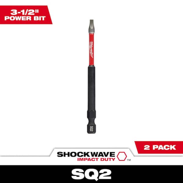 Milwaukee SHOCKWAVE Impact Duty 3-1/2 in. Square #2 Alloy Steel Screw Driver Bit (2-Pack)