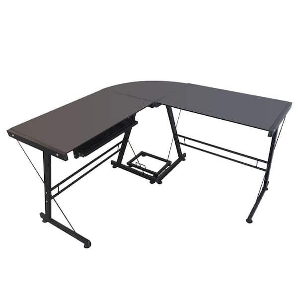 Outopee 50 in. W Black L-Shaped Durable Stalinite Computer Desk