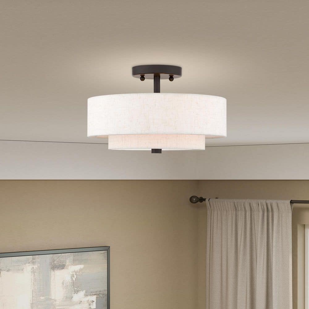 Claremont Transitional 2-Light Indoor/Outdoor Ceiling Mount in English Bronze