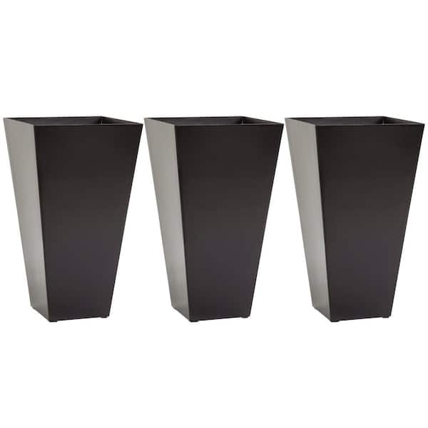 Outsunny Brown Plastic Tall Plastic Planters Outdoor and Indoor Plastic Garden Flower Pots (3-Pack)