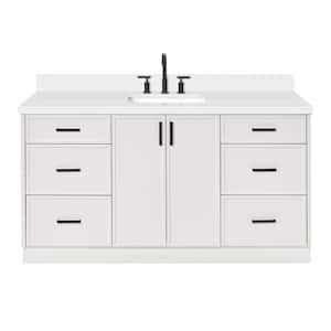 Kelly 67 in. W x 22 in. D x 36 in. H Single Bath Vanity in White with Pure White Quartz Top