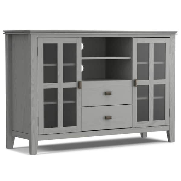Simpli Home Artisan Solid wood 53 in. Wide Contemporary TV Media Stand in Fog Grey For TVs up to 60 in.