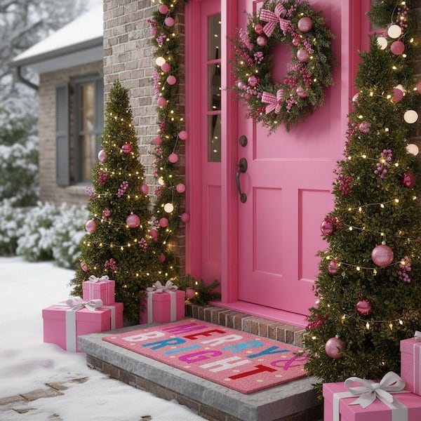 Calloway Mills Pink Merry & Bright Doormat 17