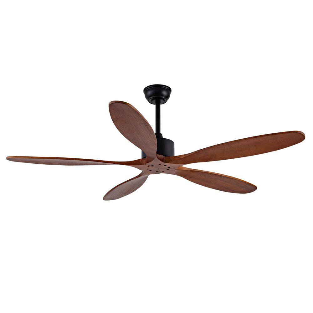 60 in. Indoor Black Downrod Mount Standard Ceiling Fan with Remote Control and Wood Blade, Noiseless Motor price history on PriceWatchPro