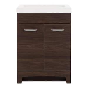 Stancliff 24.5 in. W x 18.8 in. D x 34.3 in. H Freestanding Bath Vanity in Elm Ember with White Cultured Marble Top