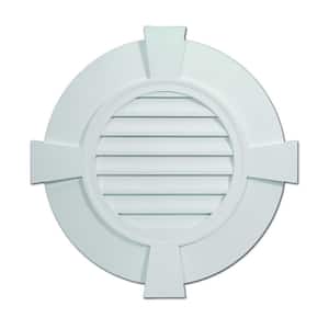 32.843 in. x 32.843 in. Round White Polyurethane Weather Resistant Gable Louver Vent