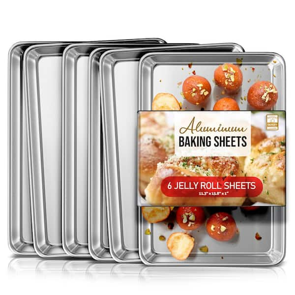 Joytable Aluminum Steel Non Stick Baking Sheet Cookie Sheet Set Jelly Roll Sheet Pan 6 Piece