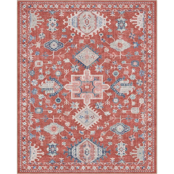 Apollo Serapi Delhi Traditional Floral Medallion, 9 ft. 10 in. x 13 ft. in., Red Area Rug
