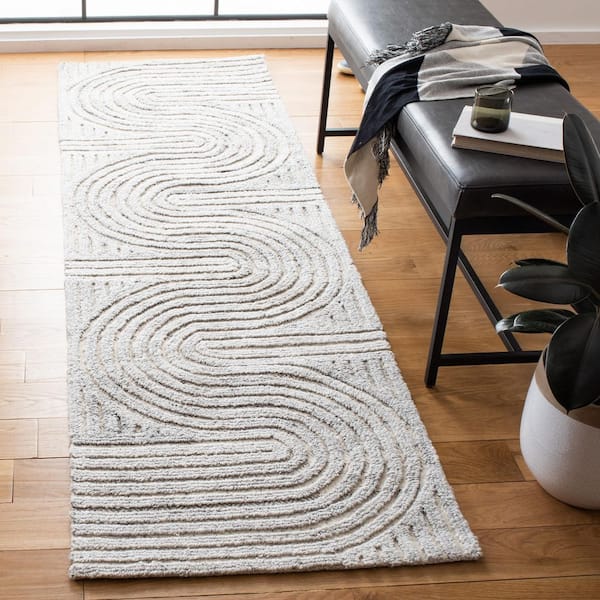 Southampton 2 ft. x 16 ft. Gray Meander Striped Runner Rug