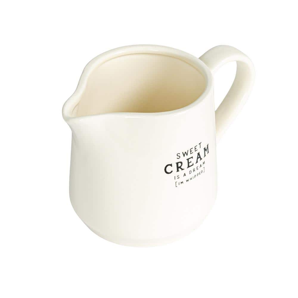 White Stoneware Creamer and Sugar Pot Set with Spoon